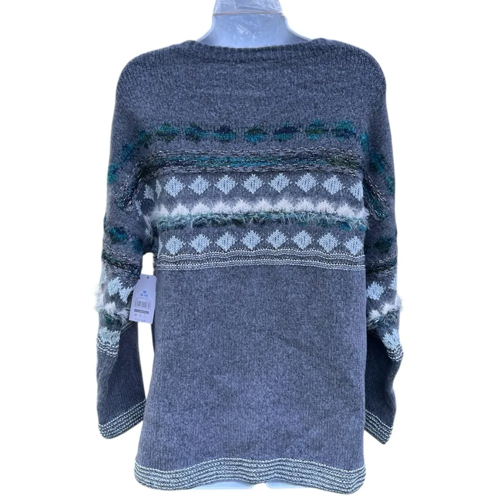 NWT Time and Tru fair isle sweater Gray Size M - Image 2