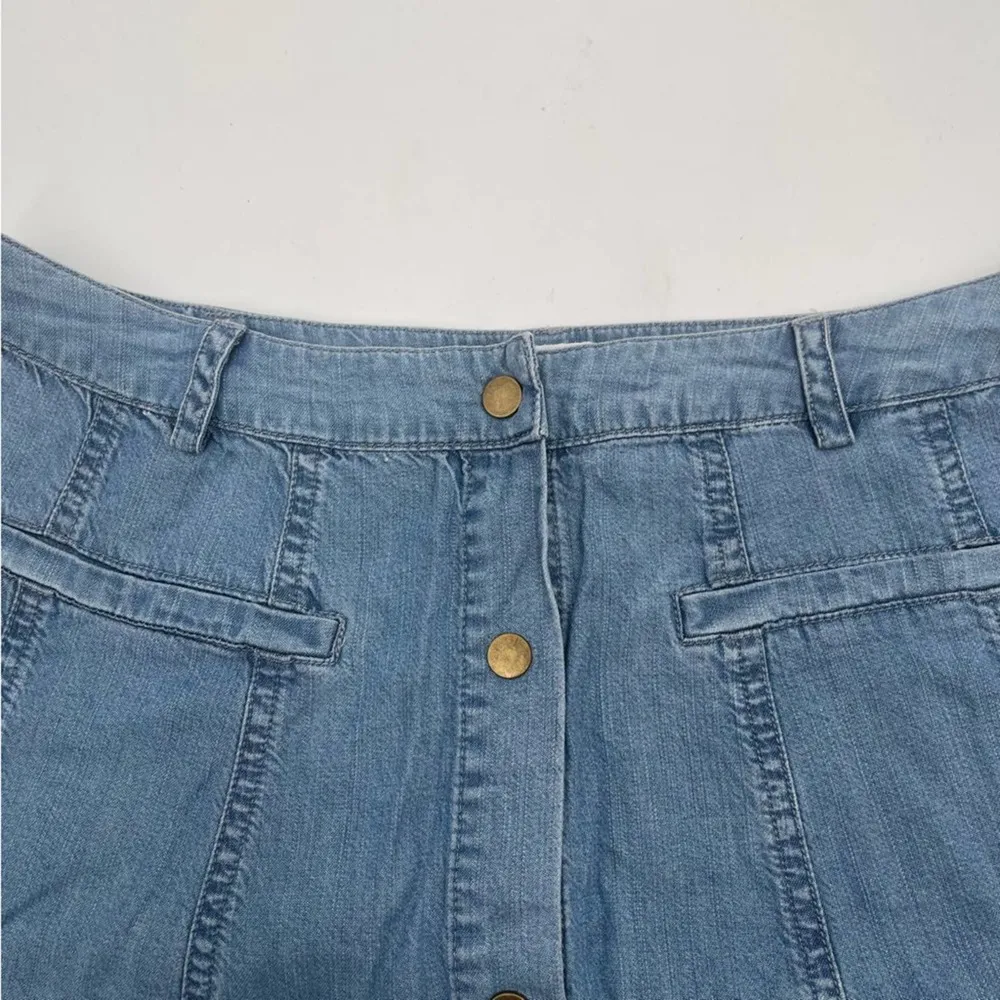 SUGARLIPS Skirt Denim Button Up Mini Soft Casual Comfy Summer Chambray SZ Large - Image 5