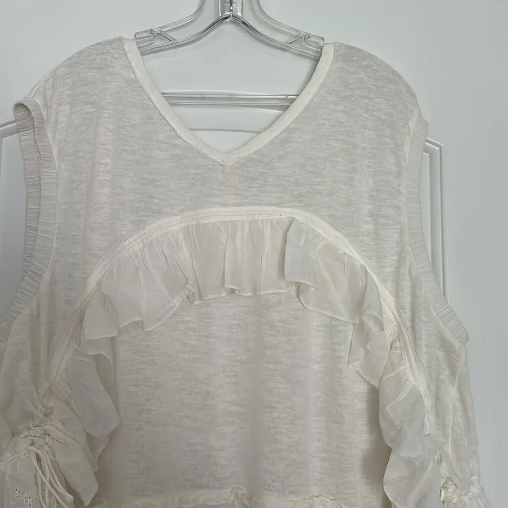 NEW Free People Claire Tee Tunic Top Eyelet Embroidered Ruffle Slouchy Sz L NWOT - Image 8