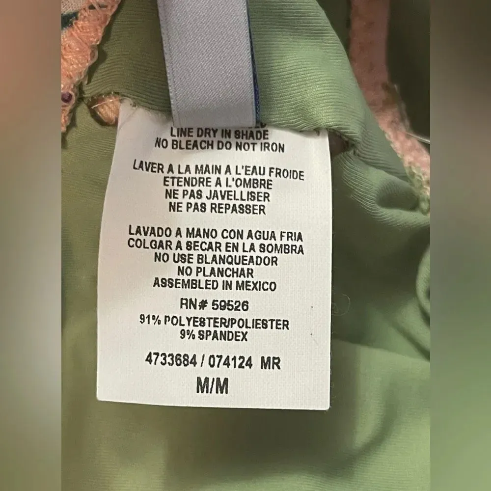 Isabella Rose Blossoms Asymmetrical Ruffle One Shoulder Floral Bikini Top M Pink - Image 6