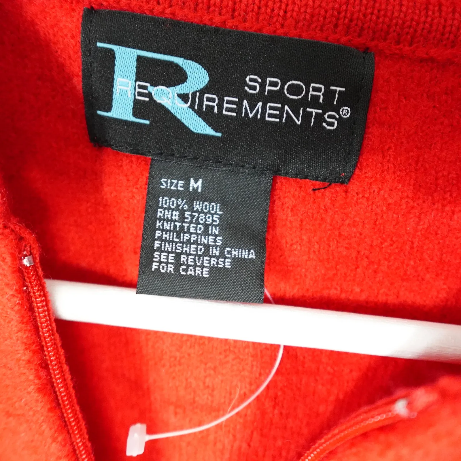 Vintage Red Wool Crochet Sleeve Sweater Zip Jacket Grandma Granny Grandpacore Size M - Image 3