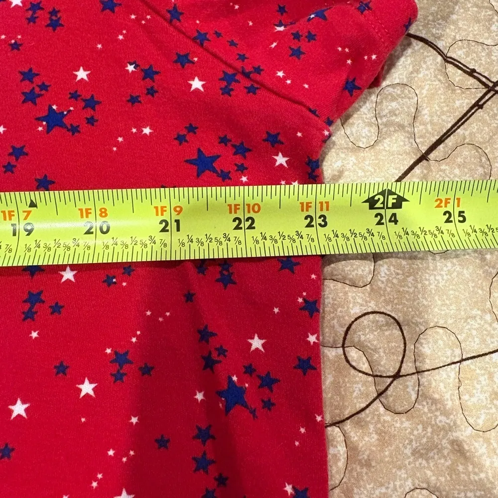 Kim Rogers short-sleeved V-neck T-shirt with pattern blue and white stars Sz XL - Image 6