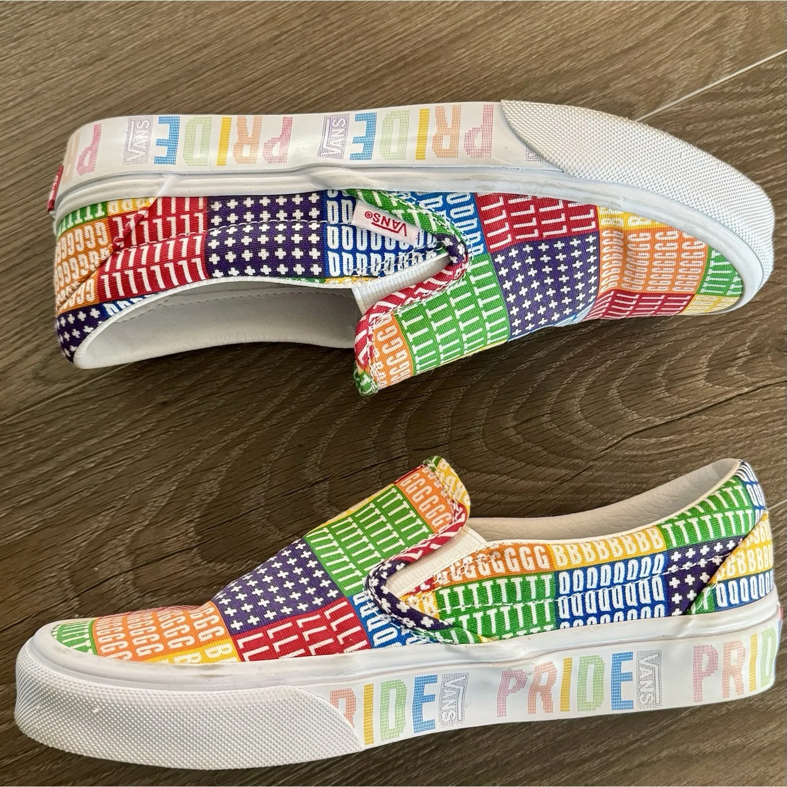VANS Classic Slip On PRIDE LGBTQ+ Women’s 6.5 Multicolor Rainbow Low Top Shoes - Image 4