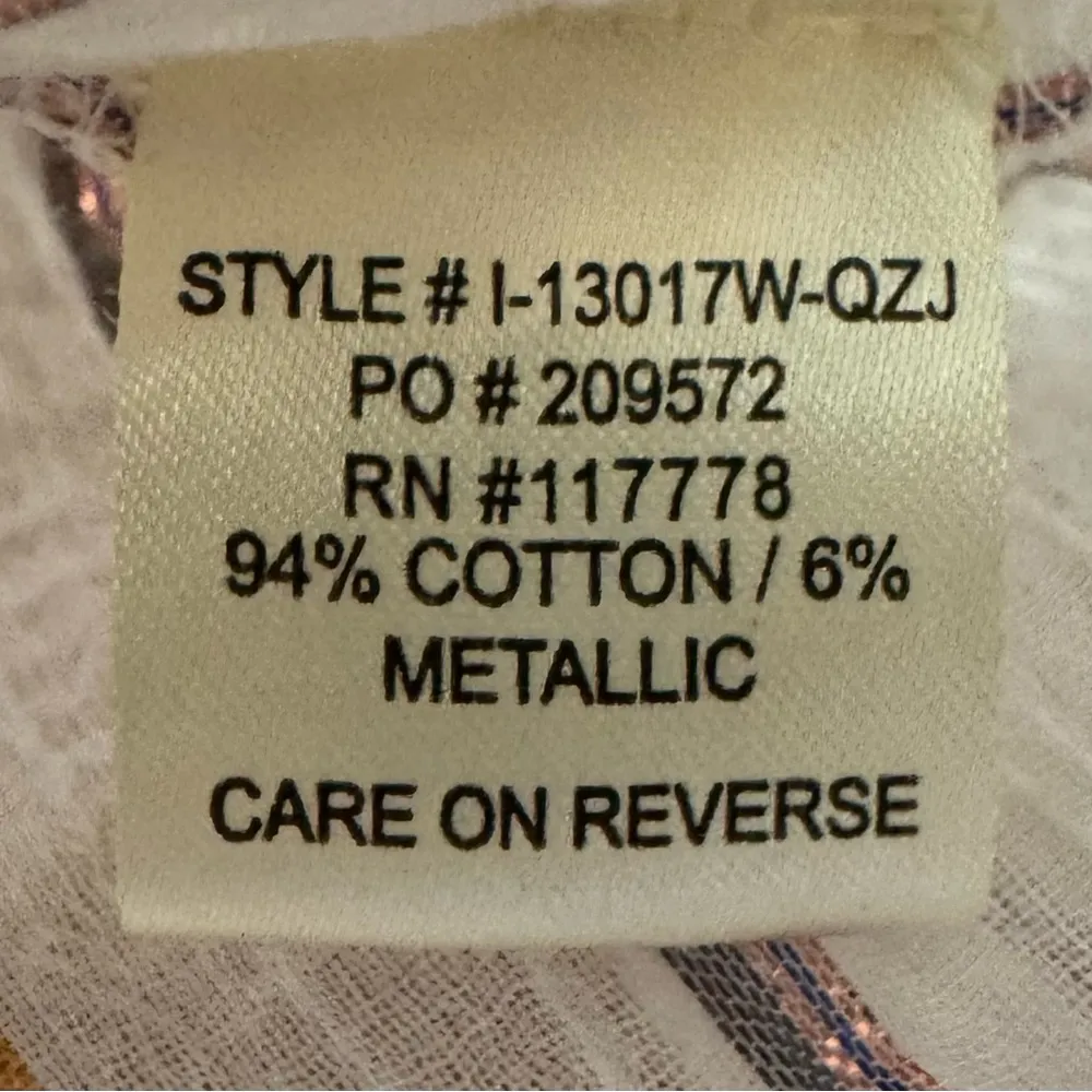 Lovestitch Tie Front Metallic Stripe Blouse- Small - Image 4