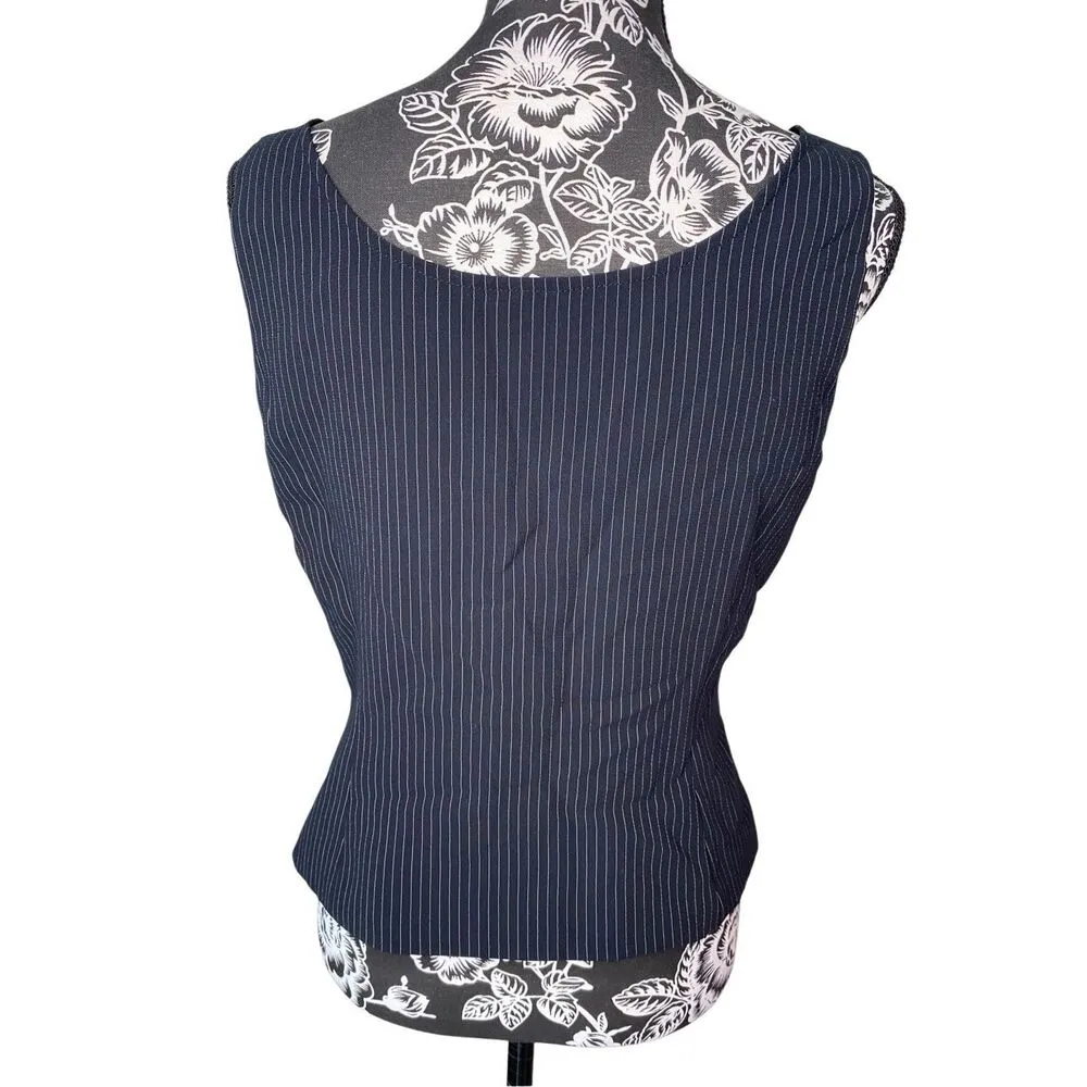 Tahari Pinstripe Tank Top Wide Strap Formal Office Business Professional Work - Image 2