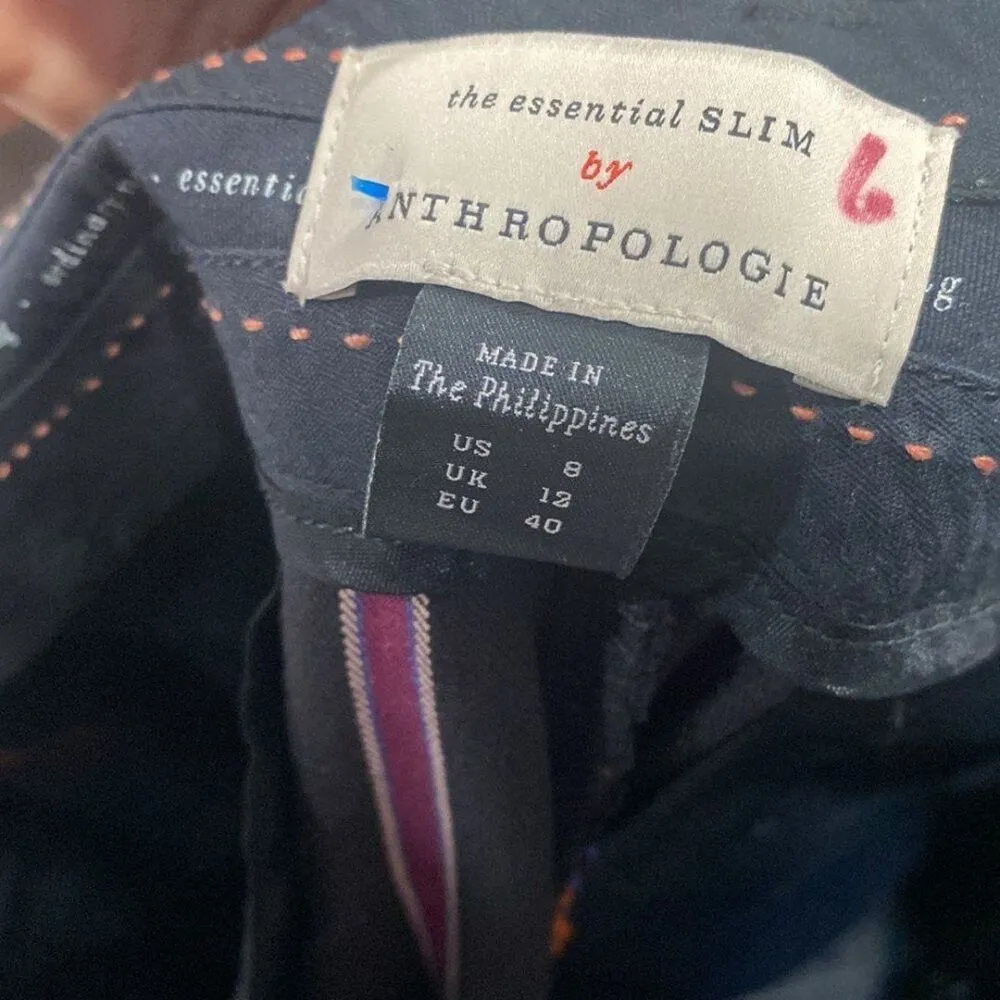 Anthropologie Women's Essential Slim Purple Pinstripe Belt Dress Pants  Sz 8 - Image 7