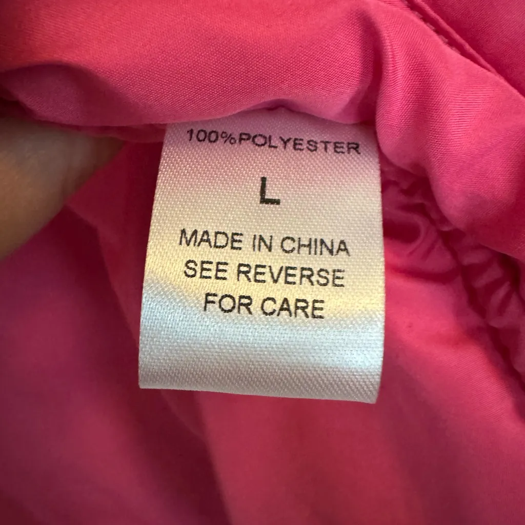 Hot Pink Quilted Puffer Snap Button Vest Size L - Image 4