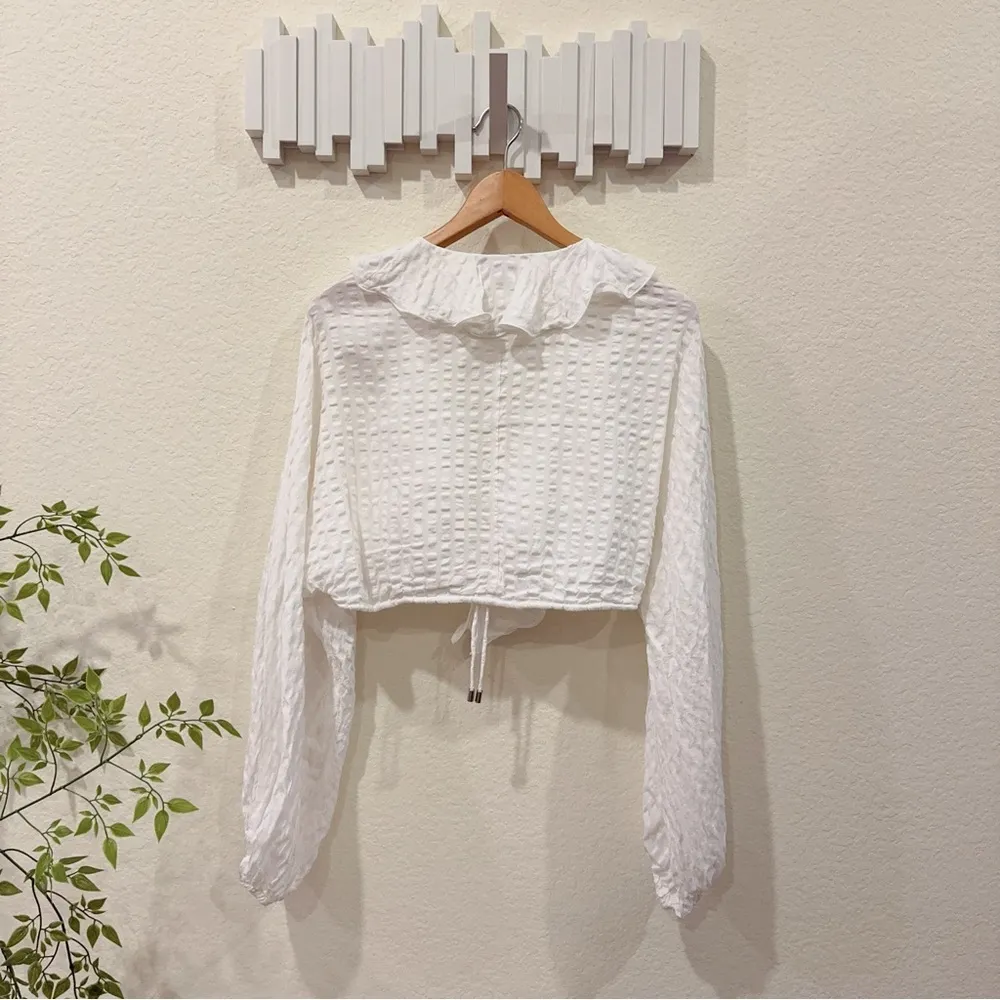 C/meo Collective Distinct Long Sleeve Ruffle Crop Blouse Top Size Small Preowned - Image 7