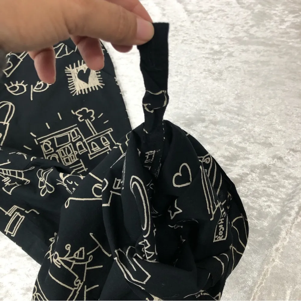 Chico’s design size 2 black novelty print pants huge pockets drawstring cat - Image 11