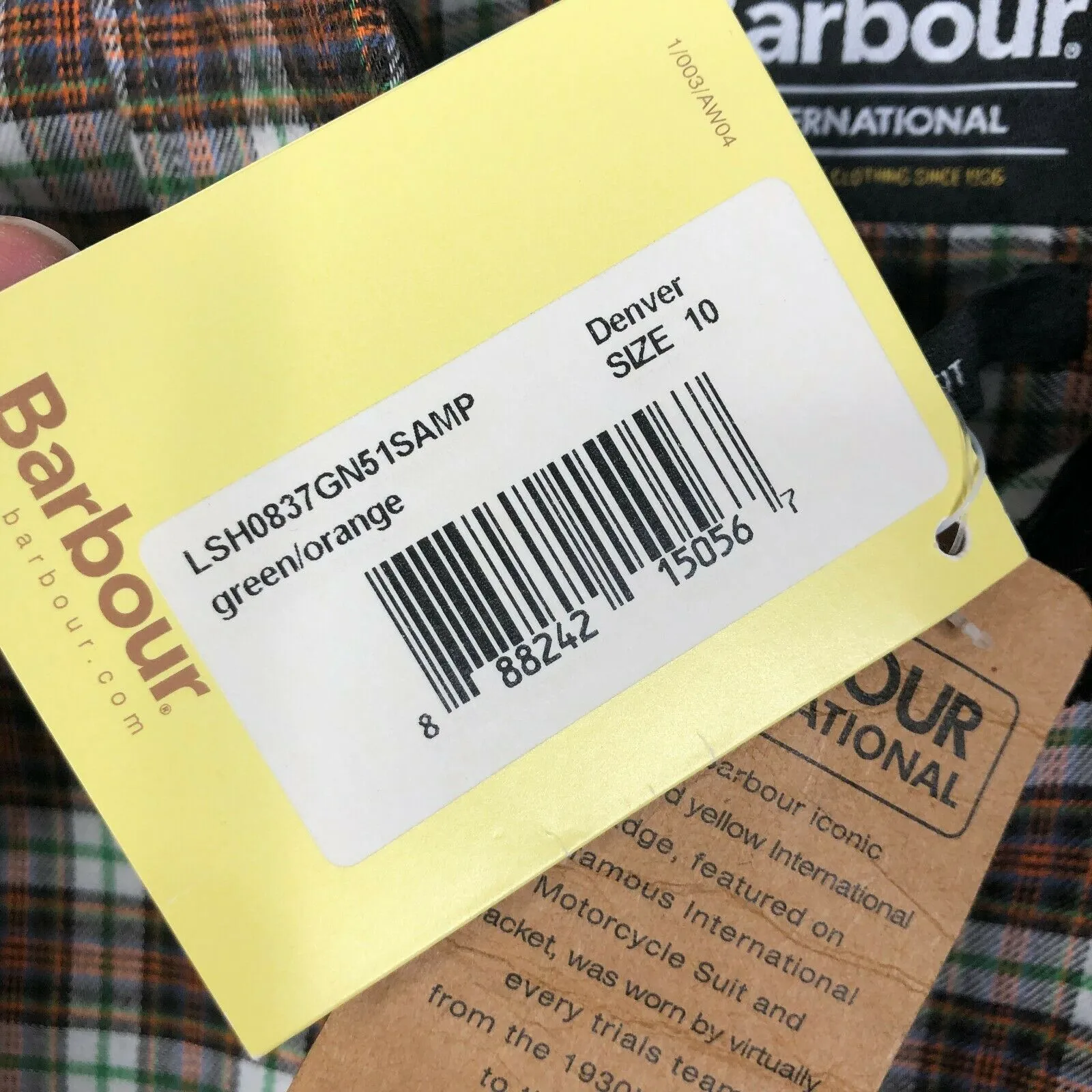 NEW Barbour International Plaid Slim Fit Snap Button Front Shirt Women's Sz US 6 - Image 8