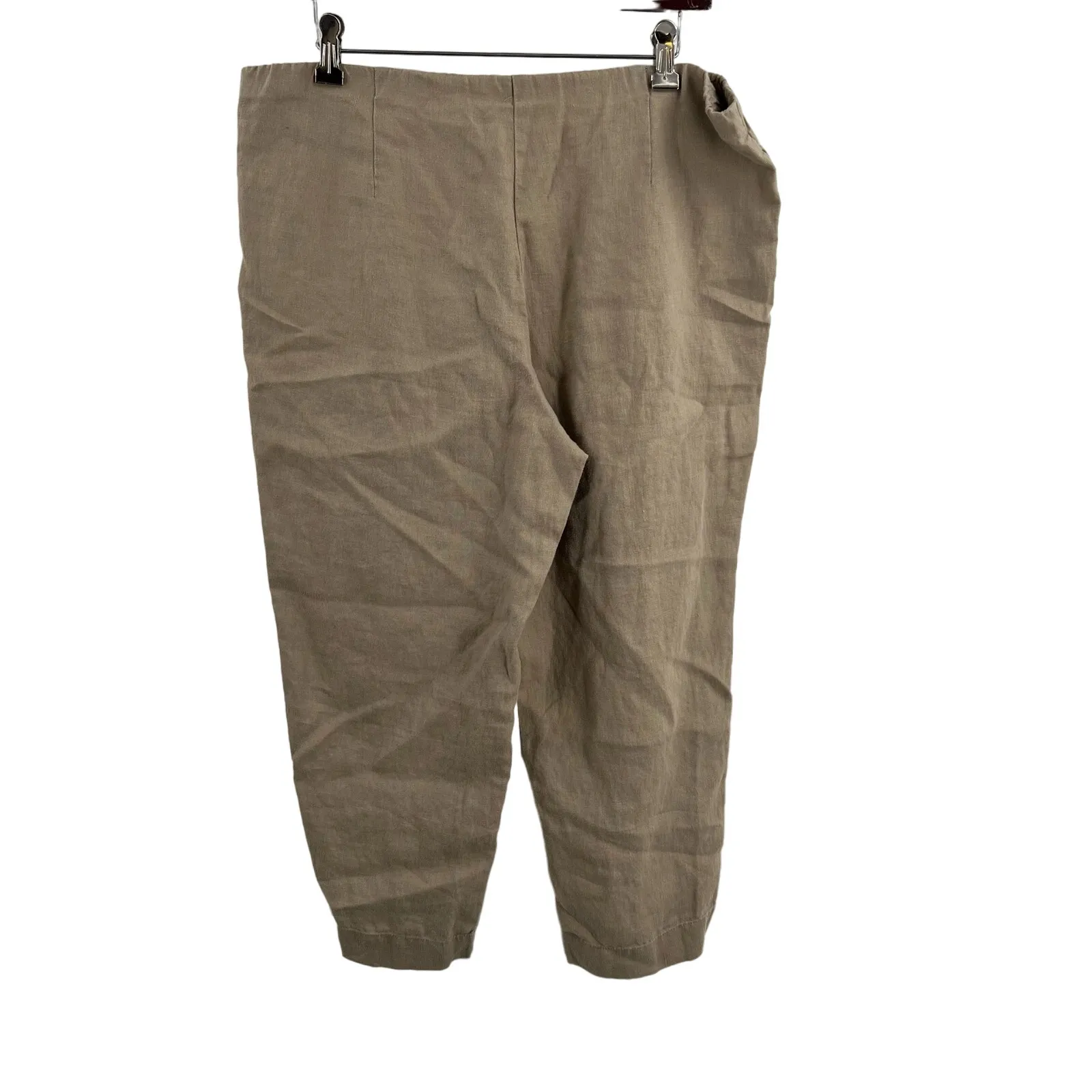 J Jill Tan Linen Slim Crop‎ Pure Jill Pant Size Small - Image 5