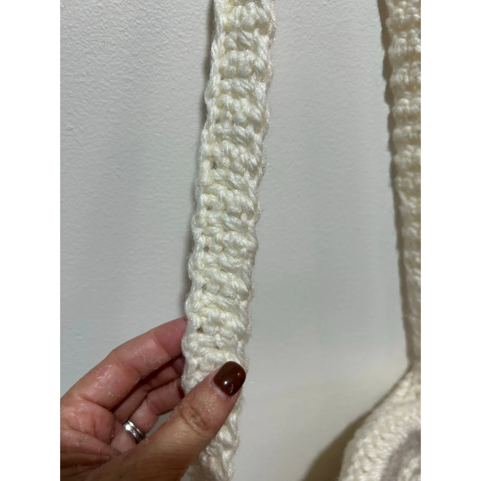 Crochet bag handmade white purse long strap crossbody boho - Image 4