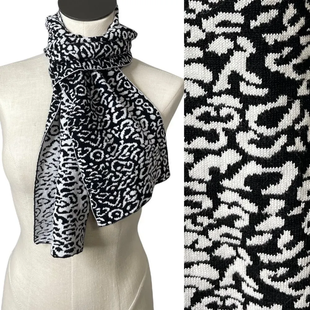 𝅺BLACK White Animal Print Scarf - Image 2