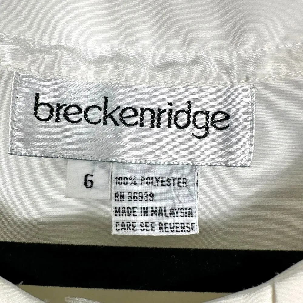 Breckenridge White Button Up Pleated Look Top with Bow Size 6 - Image 3