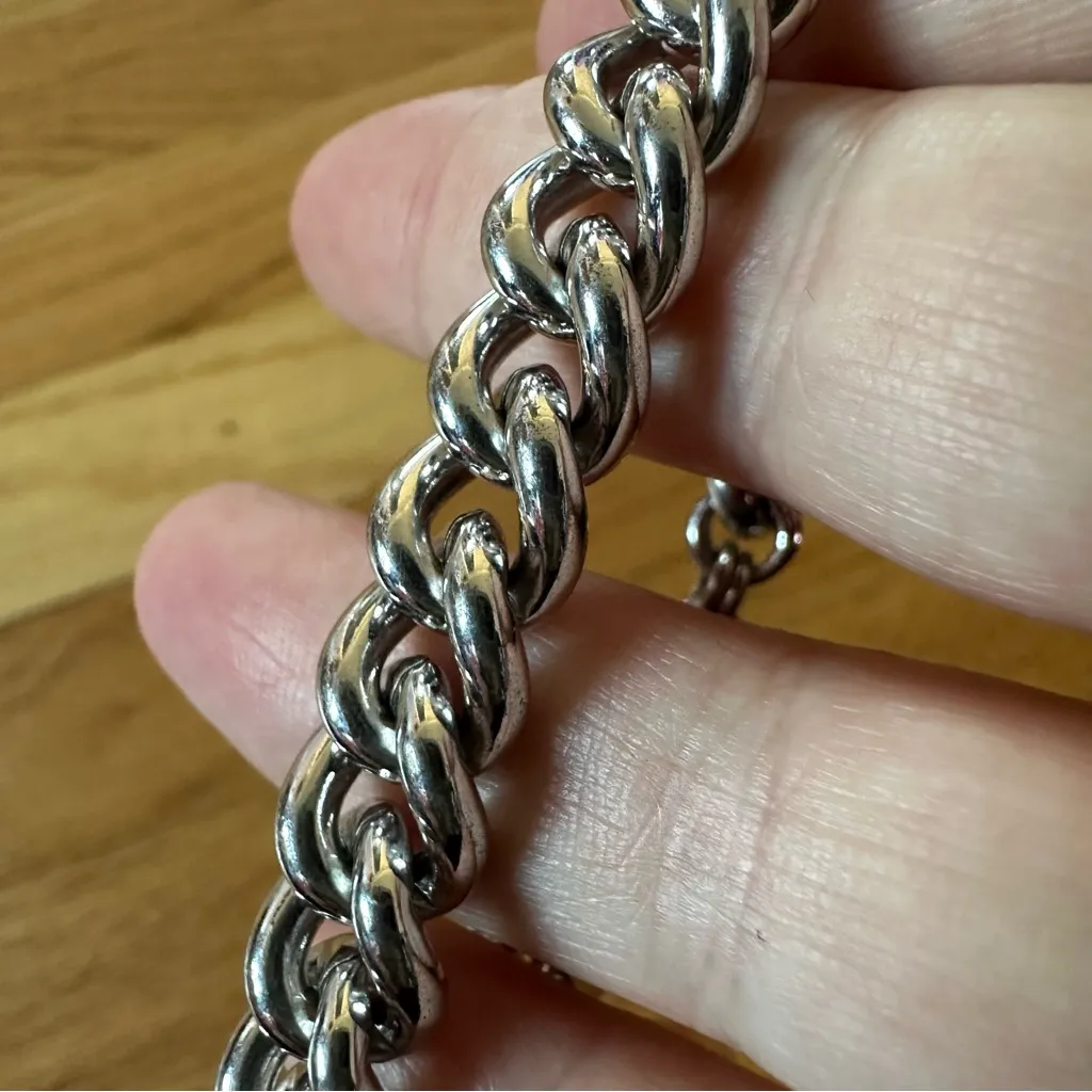 Vintage Y2K Juicy Couture Silver-Tone Curb Chain Bracelet Bow Toggle OS - Image 8