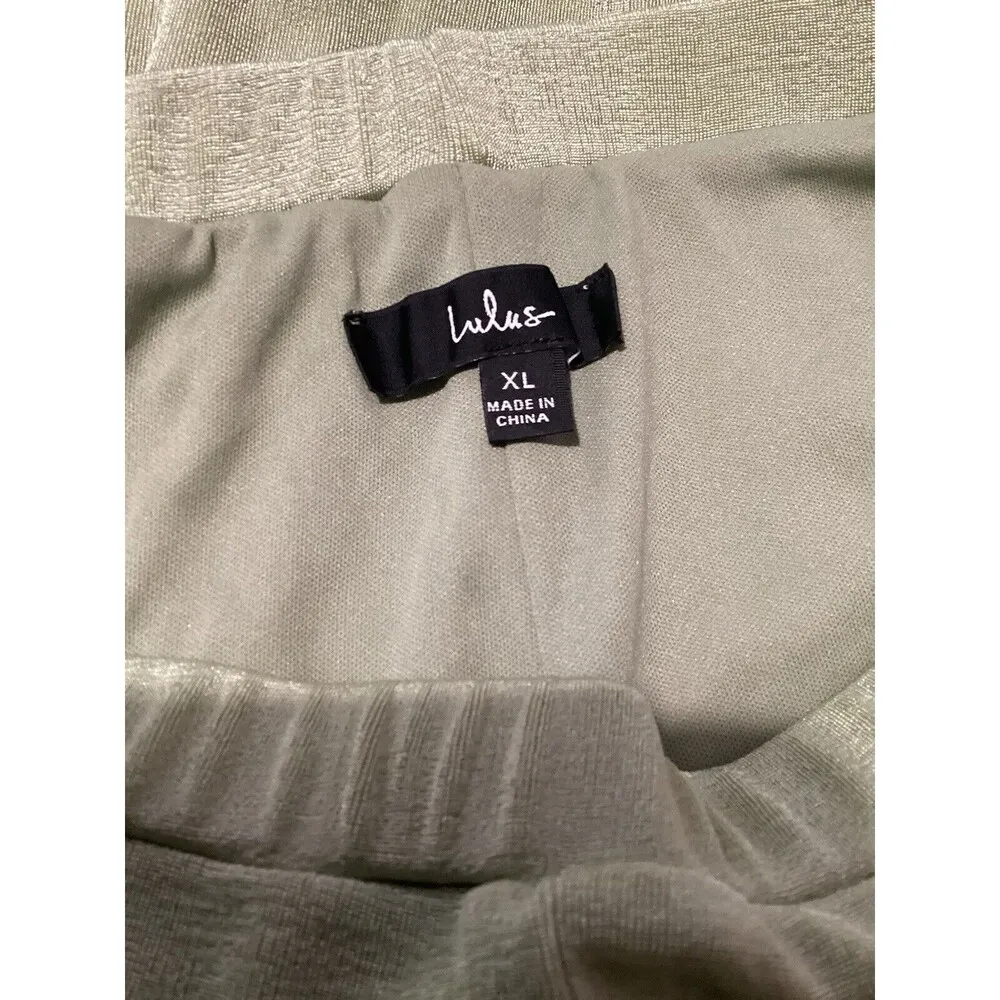 Lulus Make You Do A Double Take Light Green Wide Leg Pants Elastic Waist XL - Image 4