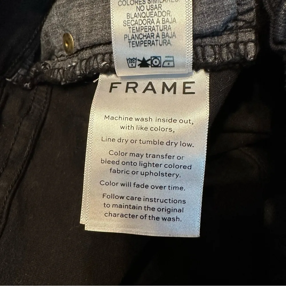 FRAME Le Skinny de Jeanne Raw Hem Mid-Ride Jeans size 27 Film Noir Black - Image 11