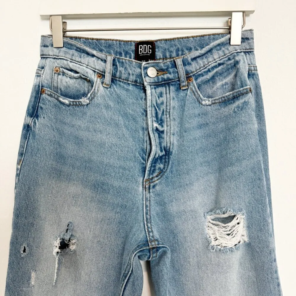 BDG High Rise Straight Leg Distressed Rigid‎ Jeans Urban Outfitters Blue Size 27 - Image 2