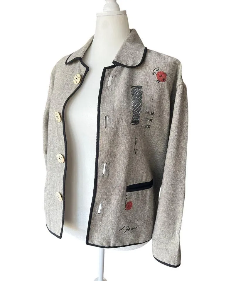 Phoenix Conexion Wearable Art Hand Painted Jacket Tribal Southwest Women Size L - Image 8