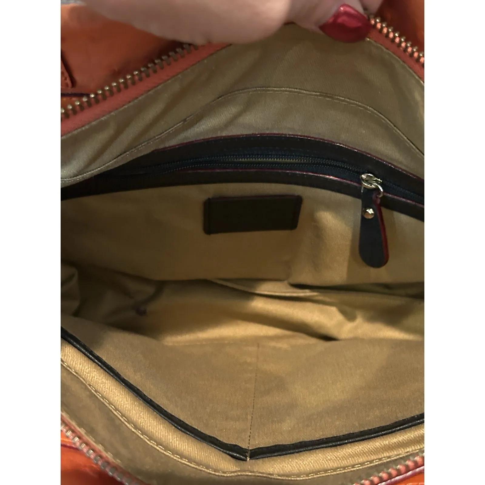 Antonio‎ Melani "Blair" Faux Ostrich Leather Orange Shoulder Bag - Image 8