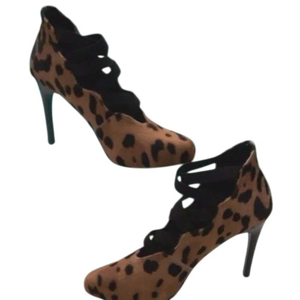 Donald Pliner Exotic Animal Print Hair Calf Leather Pumps Shoes Bootie $395 NWT Brown Size 6.5 - Image 2