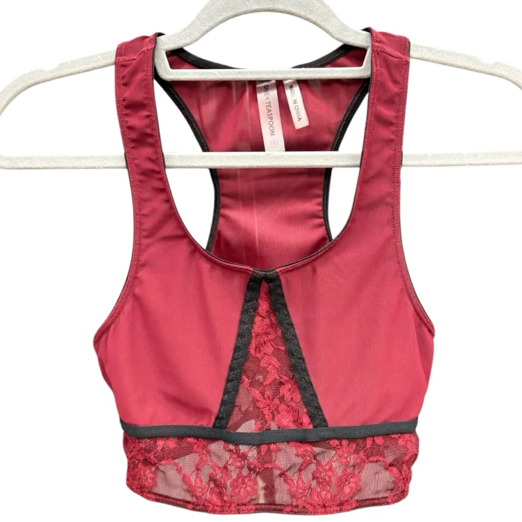 One Teaspoon Wine Red Mesh Lace Bralette Size Small NWOT Casual Loungewear Bra - Image 7