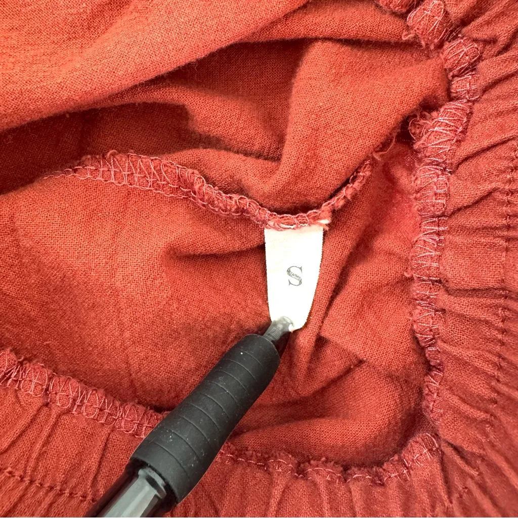 Cotton Linen Shorts High Waist Oversized Size Small Red - Image 9