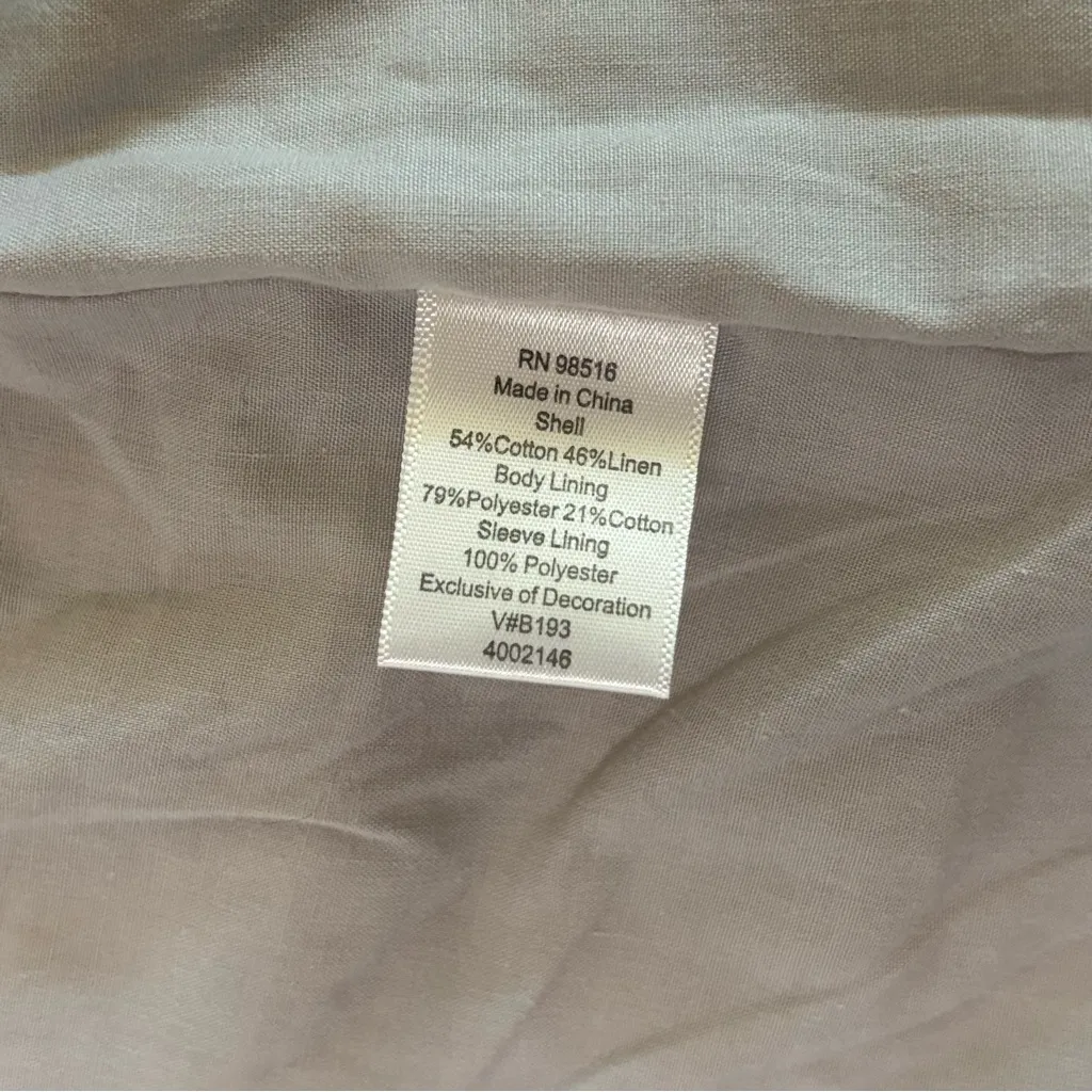 Coldwater Creek Textured Olive and Cream Jacket Sz 16 Paisley Linen blend Womens - Image 8