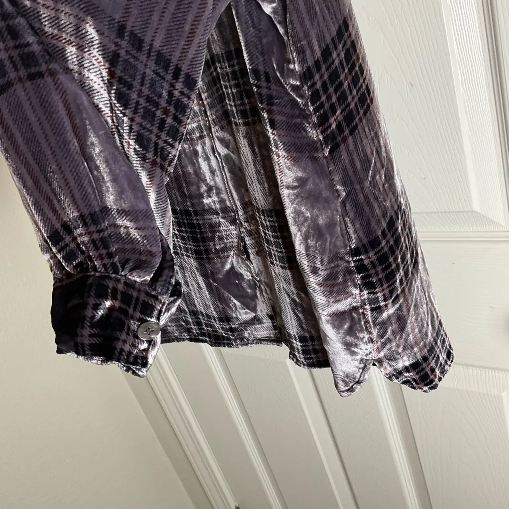 Soft Surroundings Purple Plaid Button Down Shirt size PXL - Image 5