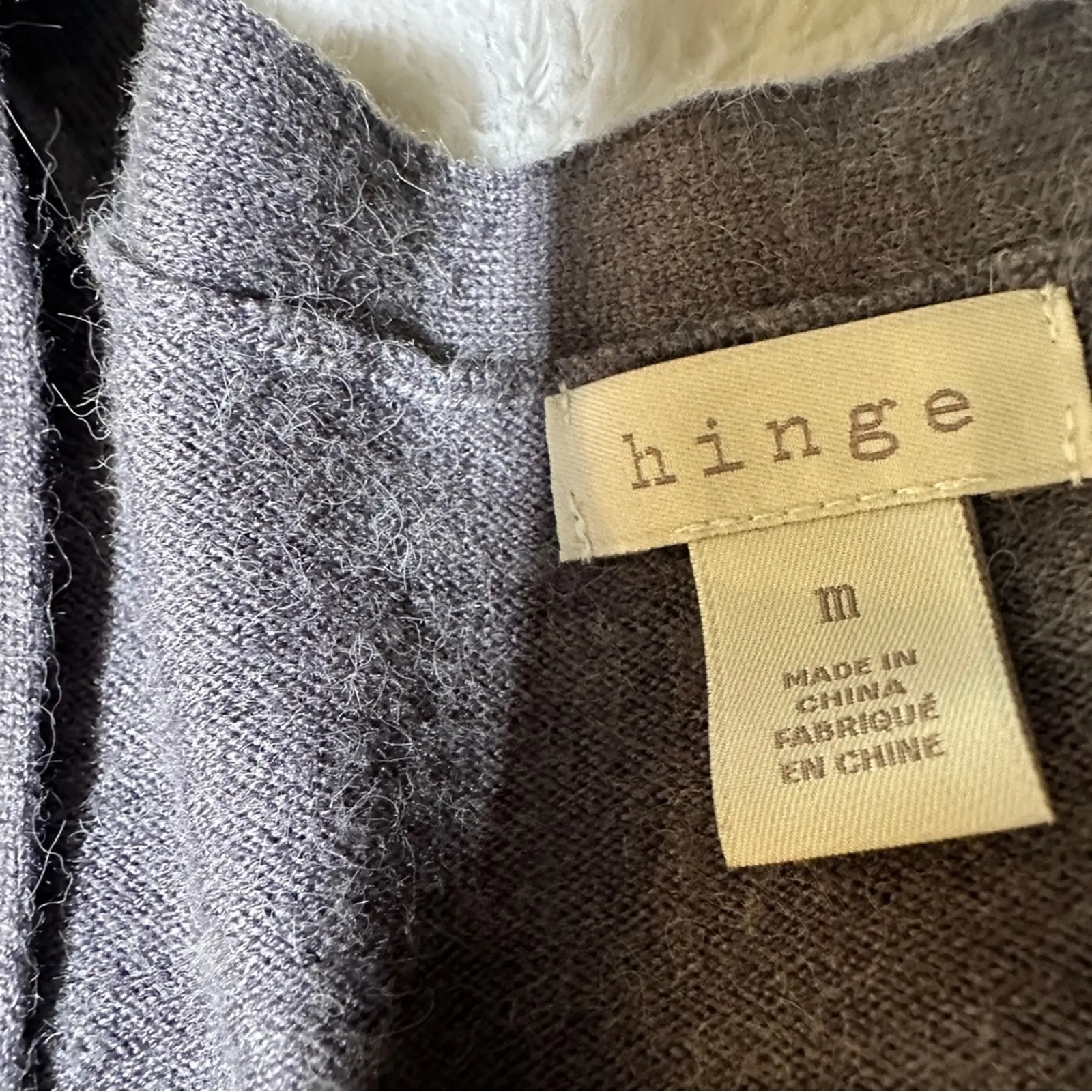 Hinge Size M Gray Knit Balloon Sleeve Open Front Cardigan Sweater Neutral Cozy - Image 8