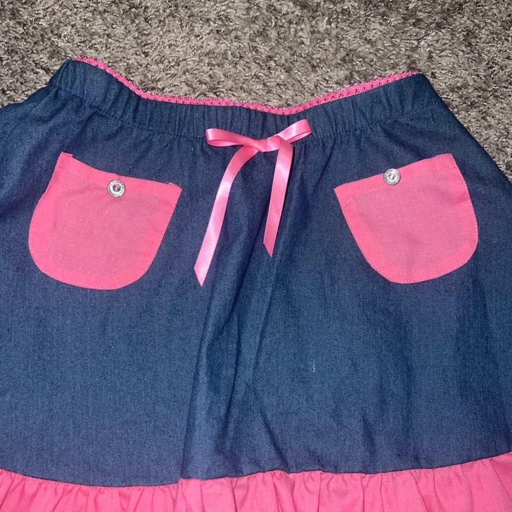 Dolls Kill Blue and Pink Mini Skirt - Image 2