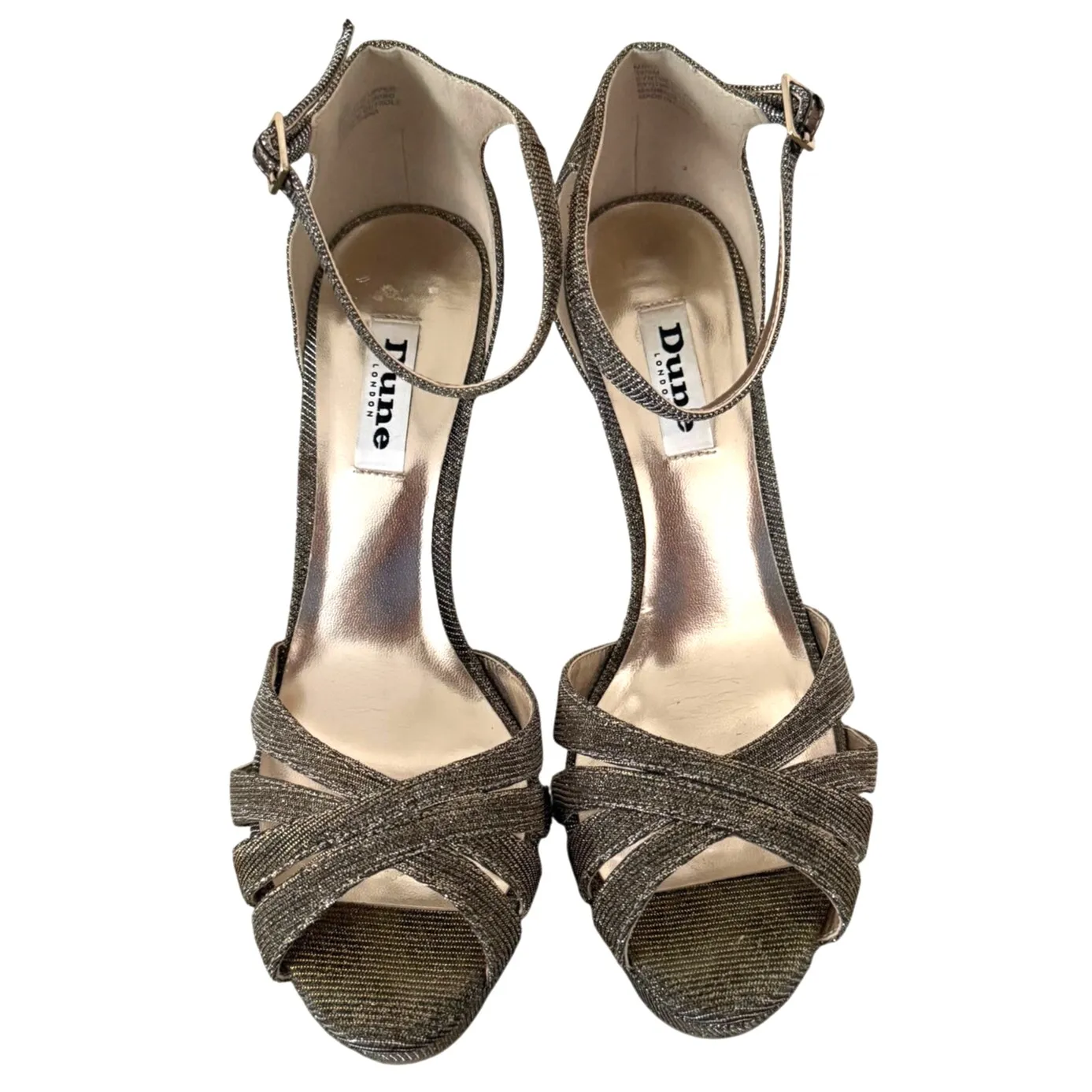 Dune London Glittery Silver/Gold/Black Strappy 5" Heels 1" Platform US 8/ EU39 - Image 2