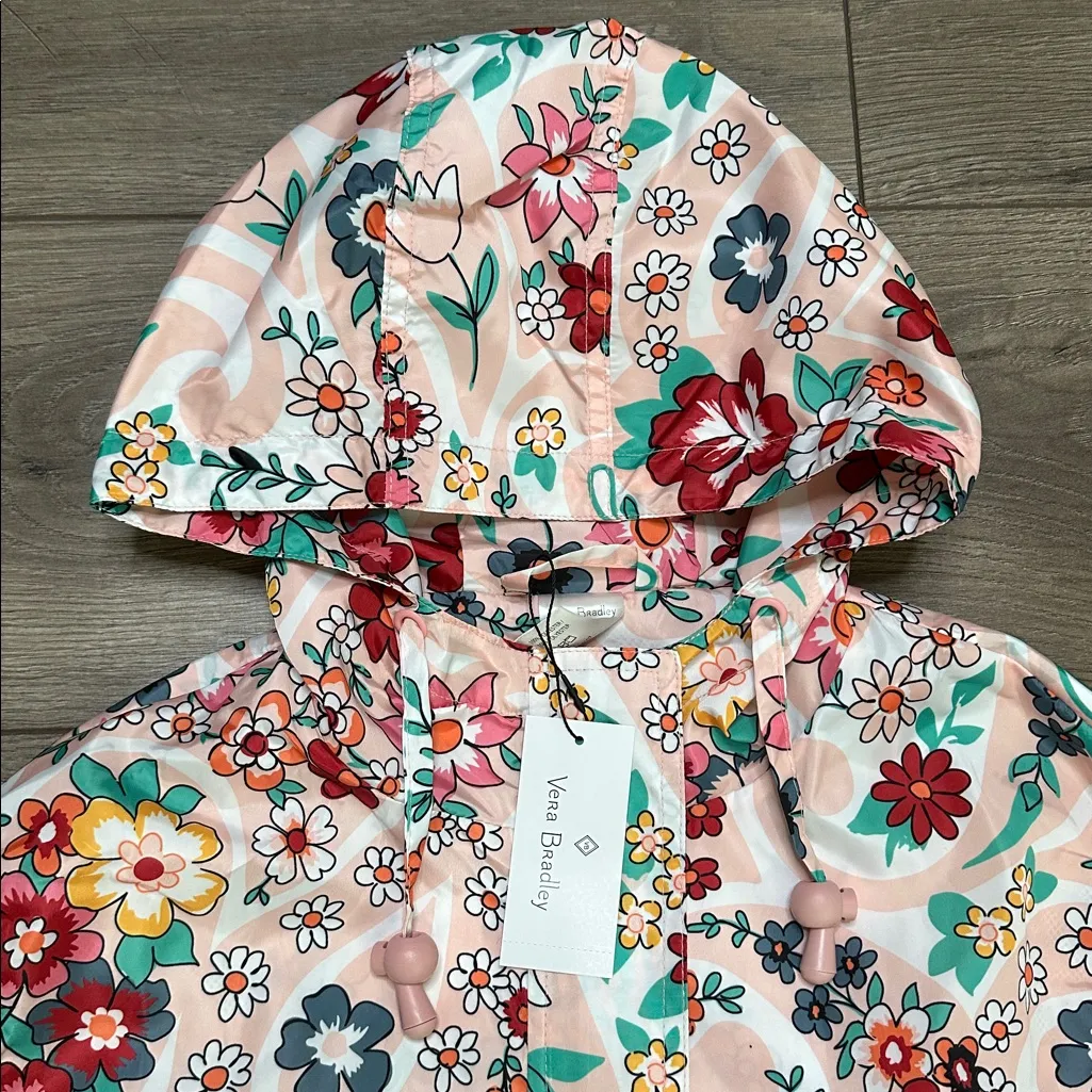 Vera Bradley Packable Raincoat Prairie Paisley Pink Red Size Small - Image 6
