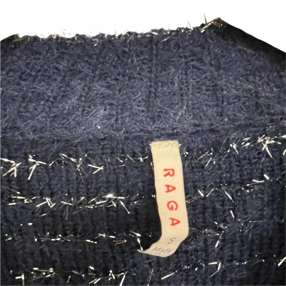 NWOT RAGA Sweater Navy Silver Eyelash Size Small Party Holiday Bohemian Dressy - Image 7