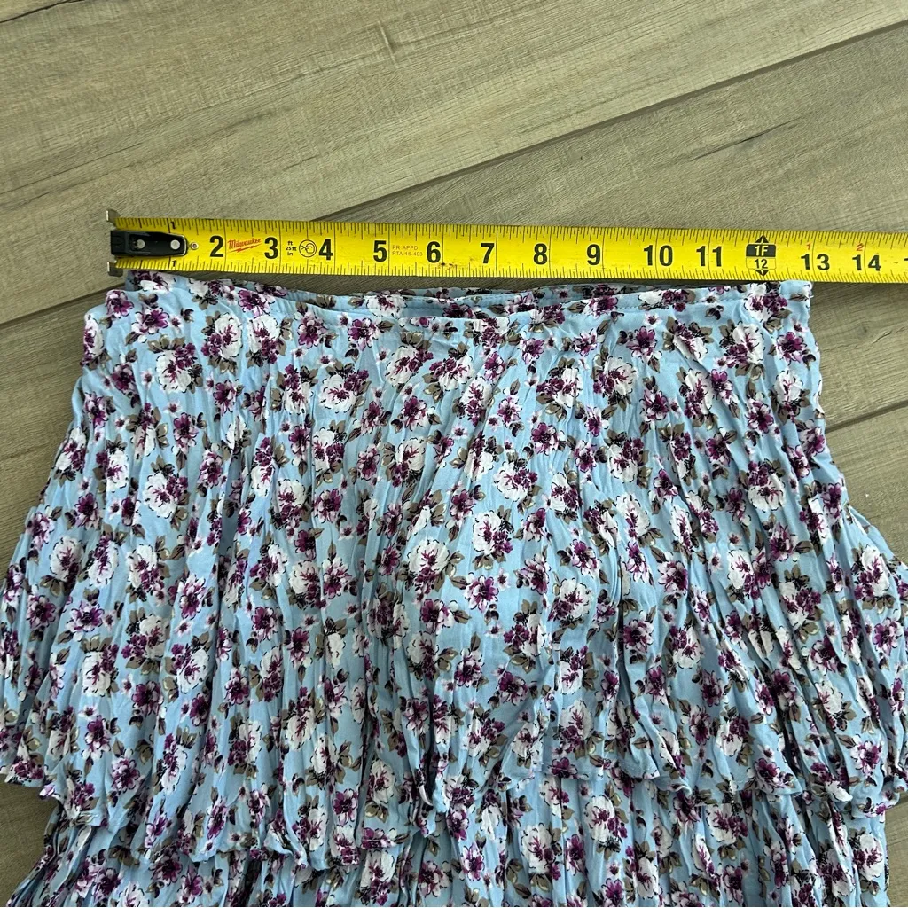 Zara Blue Purple Pink Floral Wrinkle Tiered Mini Skirt NWT S - Image 7