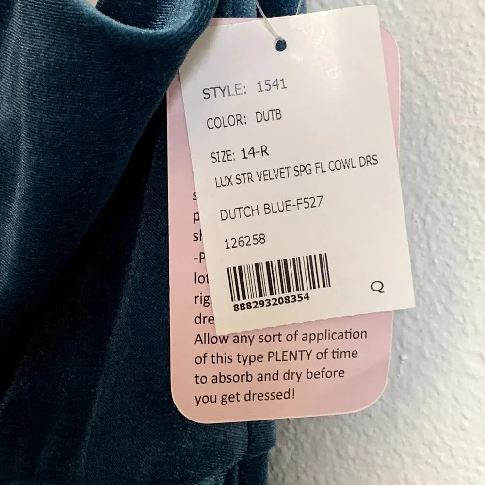 NWT After Six Cowl Neck Velvet Maxi Dress in Dutch Blue - Image 11