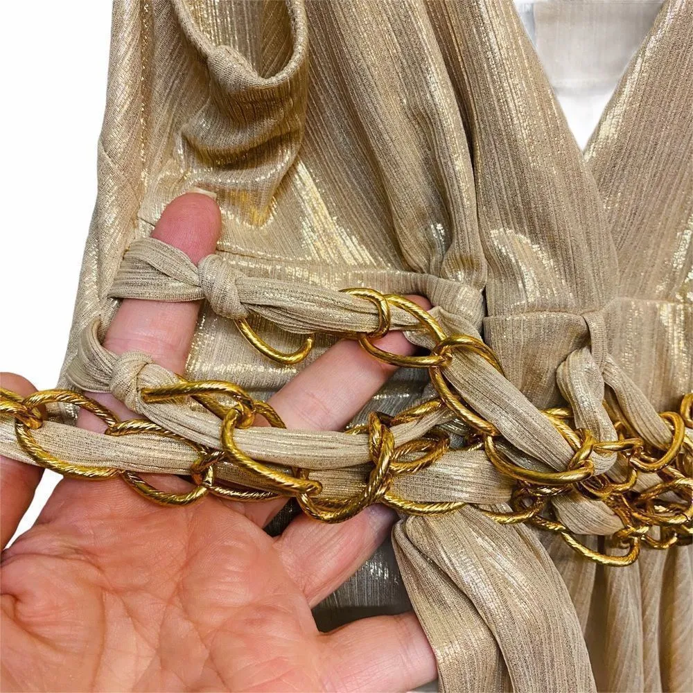 Bebe Gold Shimmer Chain Link sleeveless Top Gold Size M - Image 10