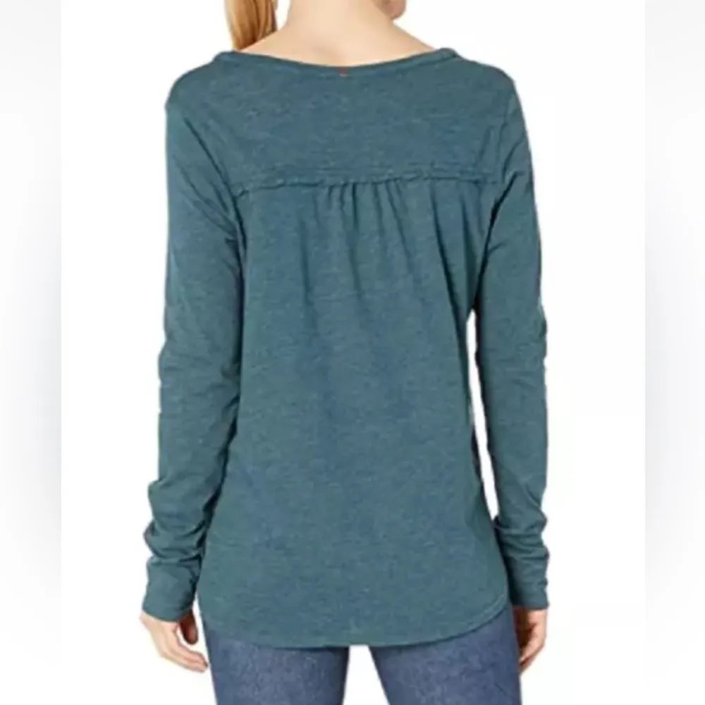 Prana Long Sleeve Nitty Petrol Blue Top Size Small - Image 2