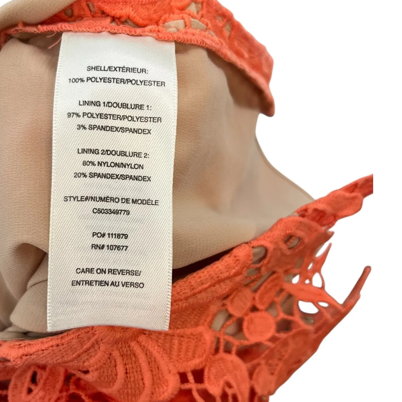 Alice + Olivia Farrell Lace Pencil Skirt‎ Straight Crochet Orange Tan Size 2 - Image 12