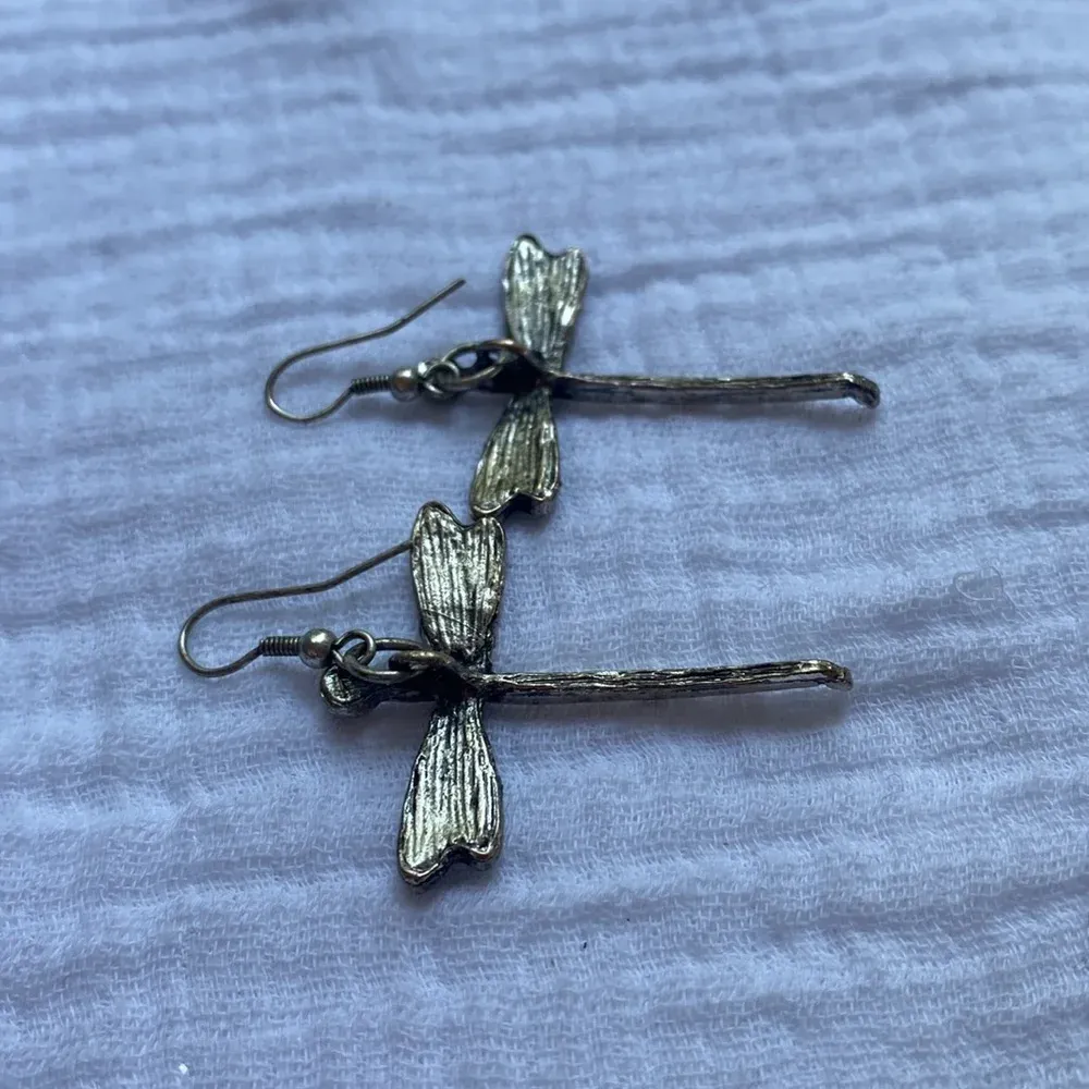 Dragonfly Earrings Dangle Dragonflies Nature‎ Bohemian Jewelry Sterling Silver Gray - Image 3