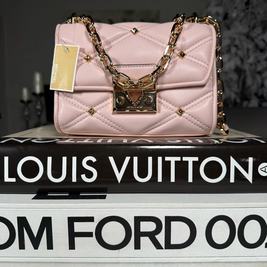 Michael Michael Kors Serena Small Quilted Studded Crossbody Bag Blush New NWT - Image 11