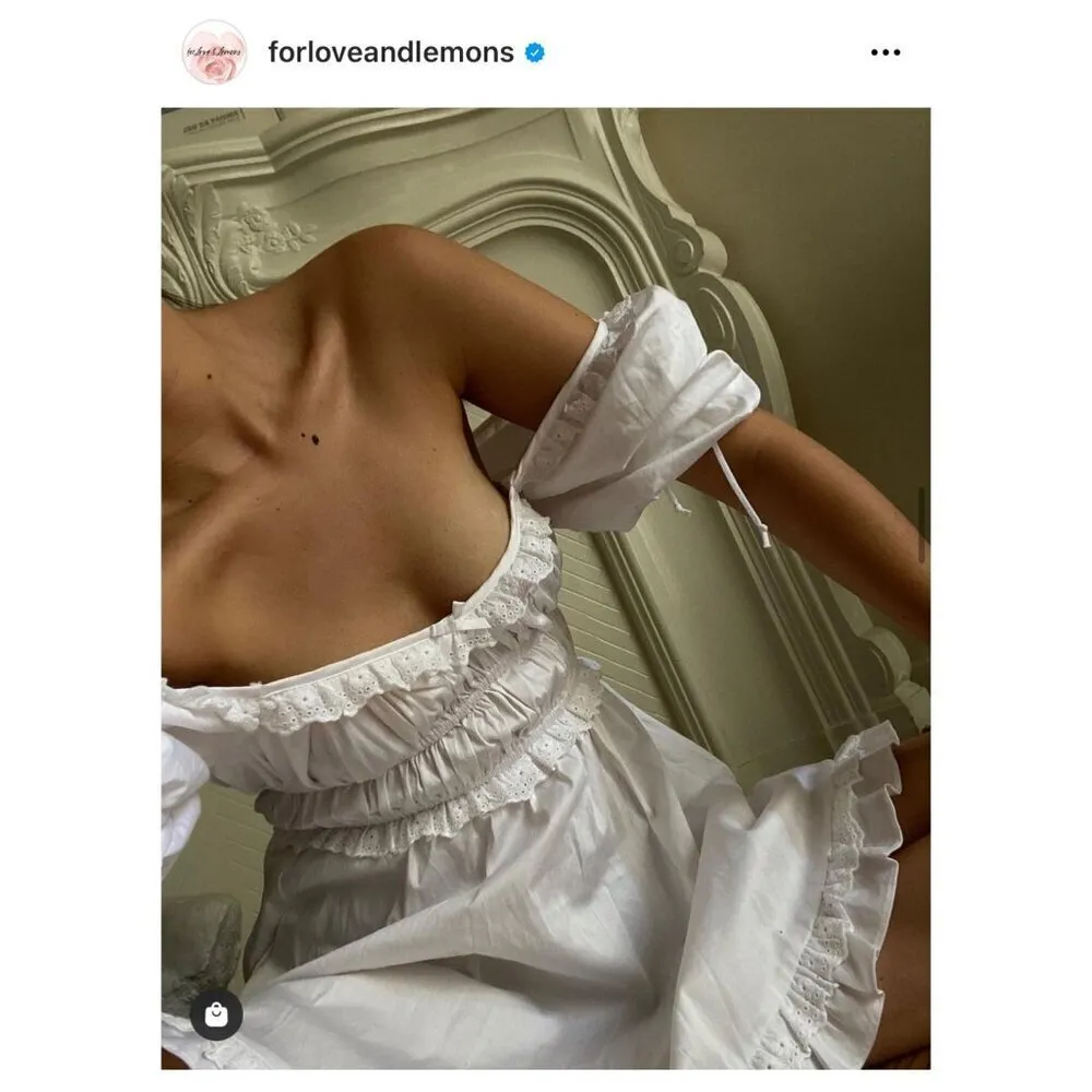 For Love & Lemons Jackson Mini Dress in Ivory X-Small New Womens Poplin - Image 10