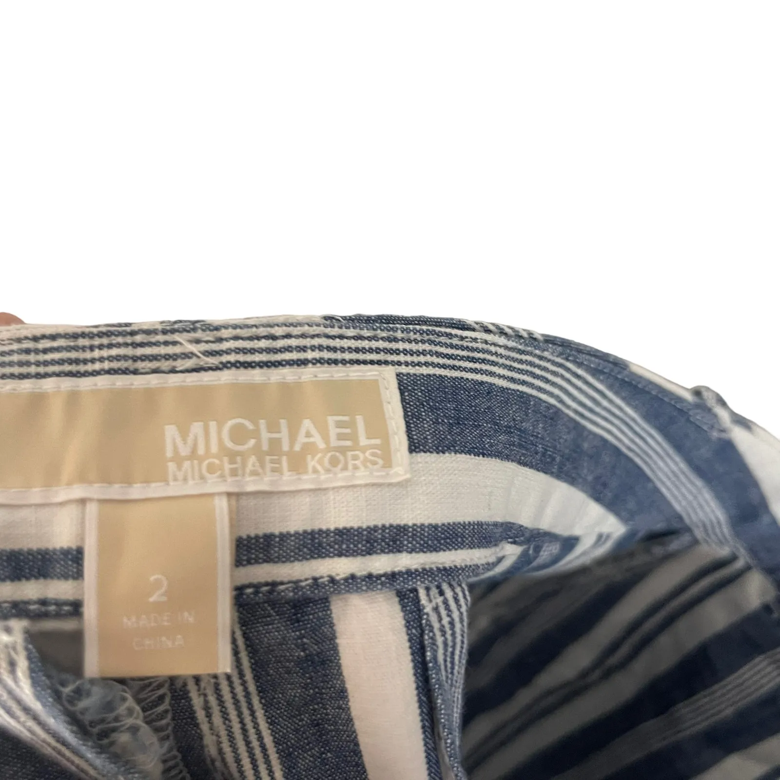Michael‎ Kors Women's Size 2 Blue White Striped Flair Leg Pants - Image 7