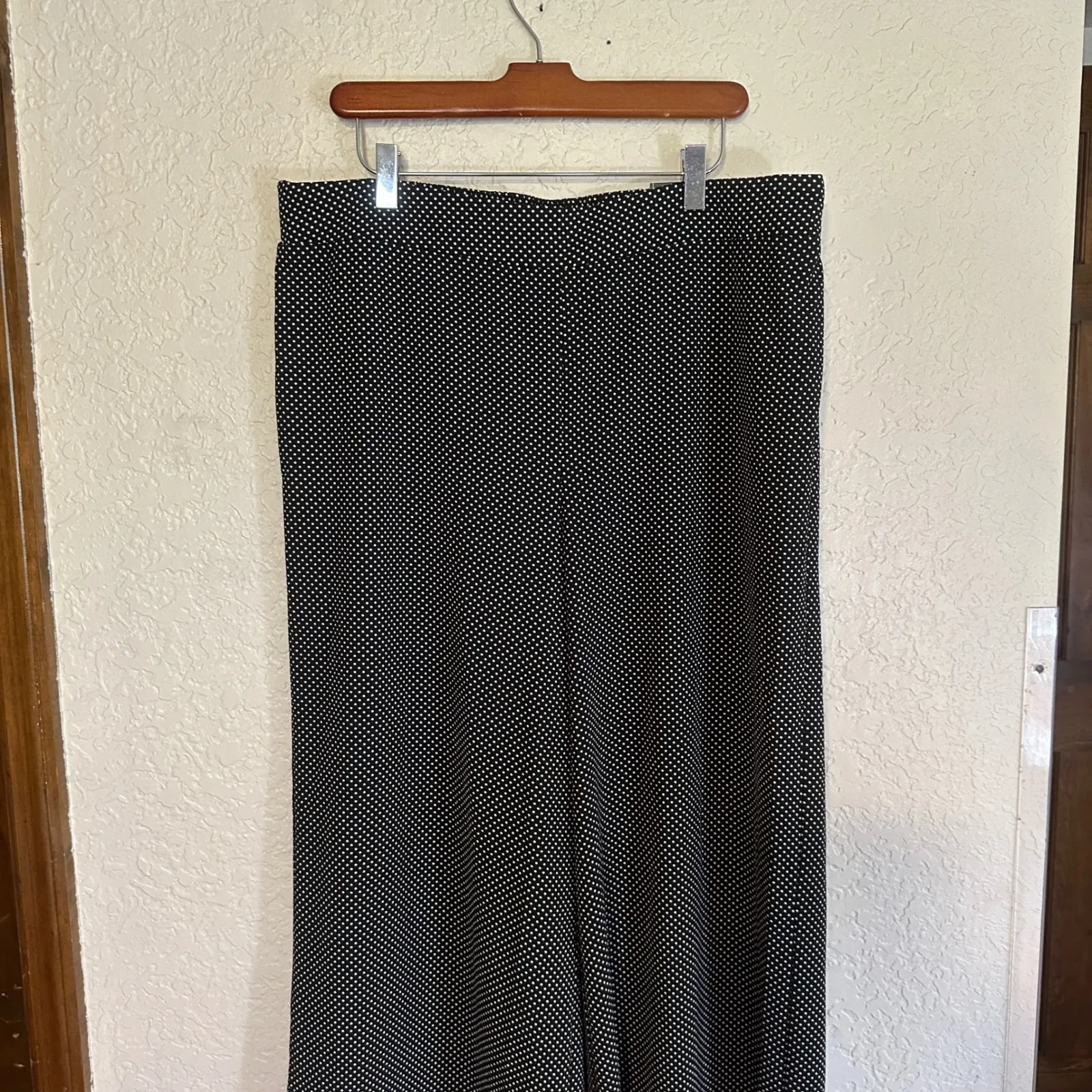 Adrianna Papell  XLarge XL Black White High Rise Wide Leg Polka Dot Pants - Image 4