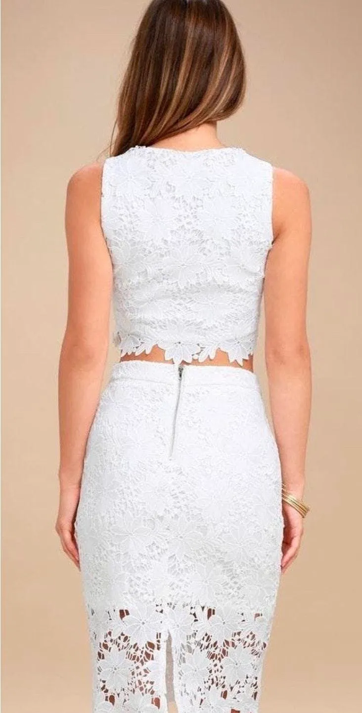 White Two Piece Lace Set - Image 2