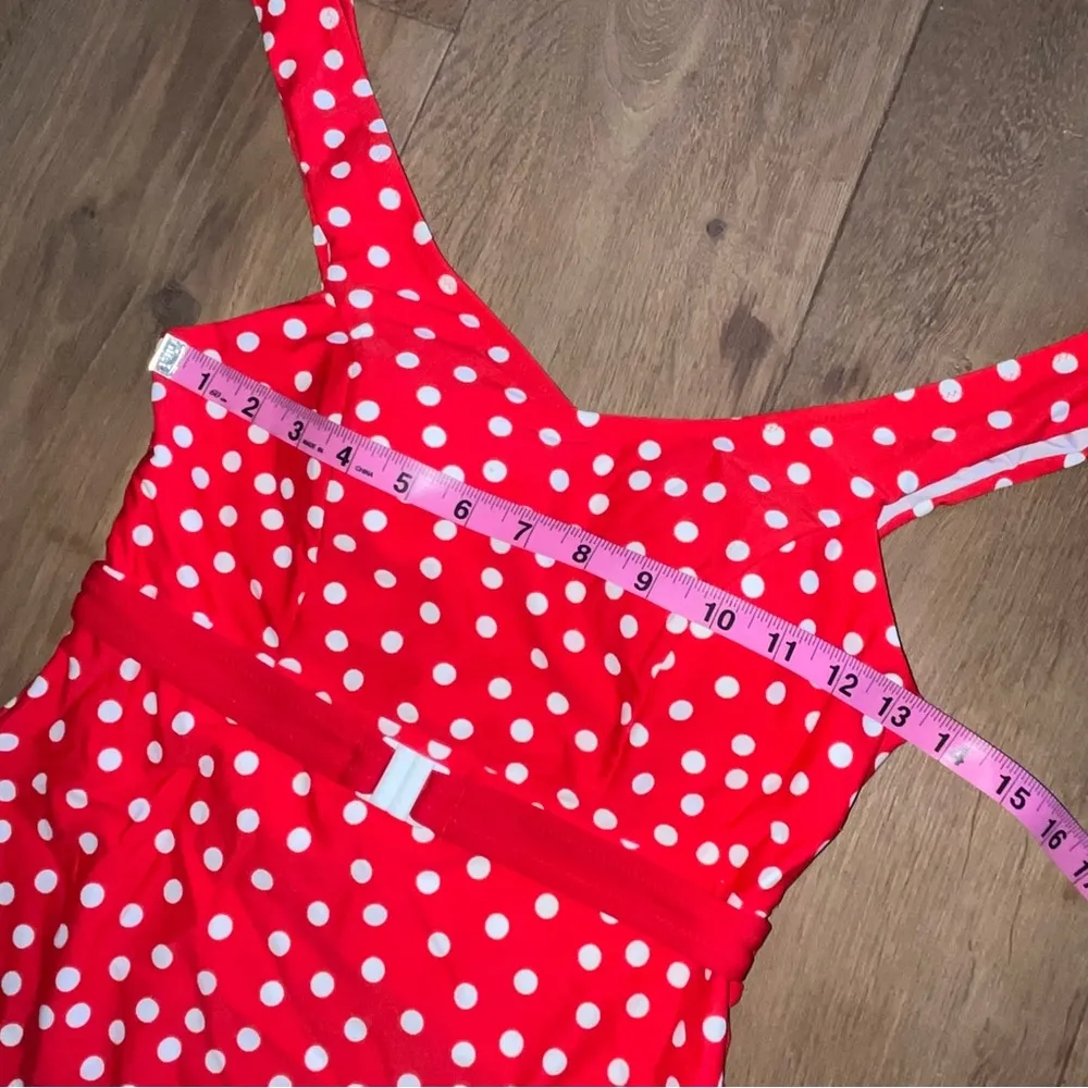 Cupshe NWT Red Polka Dot Belted One-Piece Swimsuit Retro Pinup M - Image 5