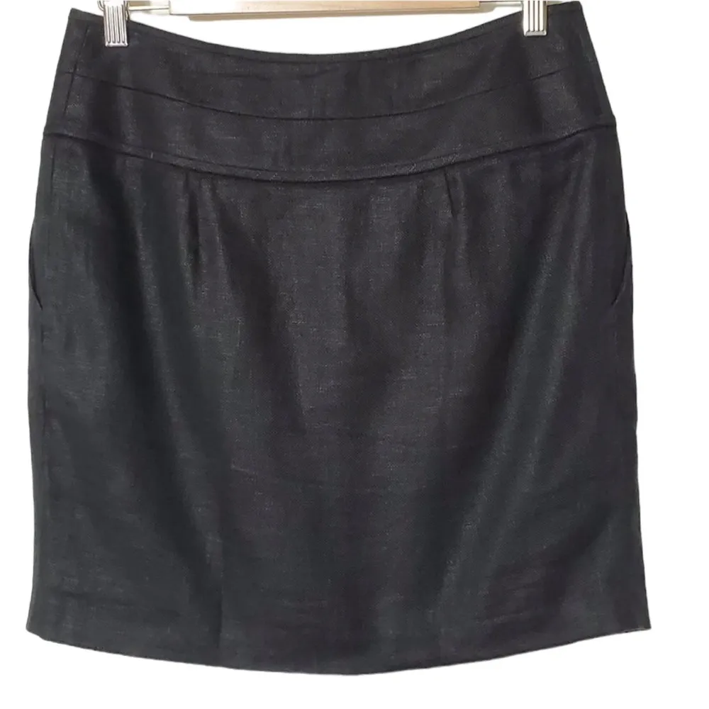 TORY BURCH LINEN BLACK SCHAFER PENCIL SKIRT 2 - Image 3
