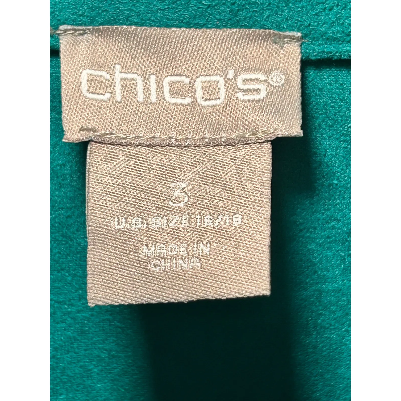Chico's Teal Faux Suede Jacket Women's Size XL Lace Up Detail Zip Front - Image 4