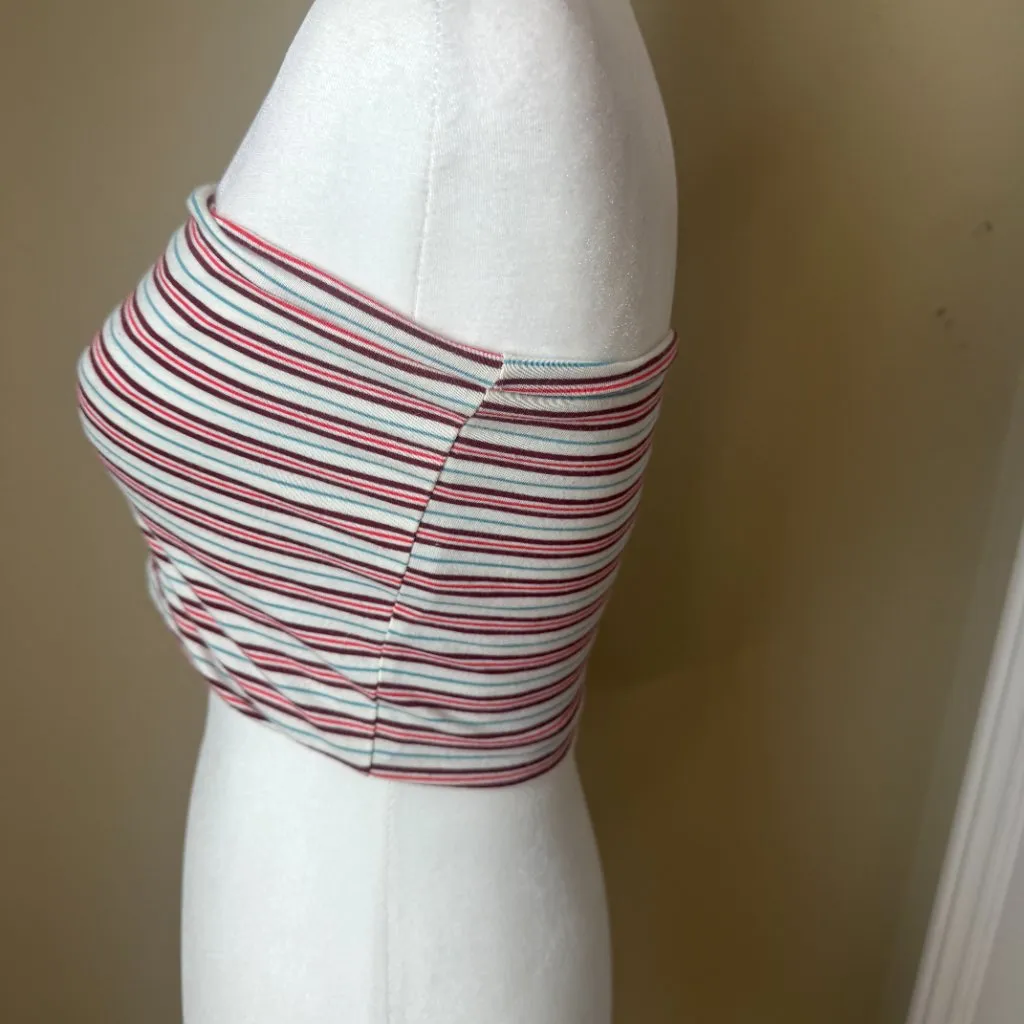 TOPSHOP Preppy Stripe Tube Top Strapless Crop Top Size 6 Soft Knit - Image 4