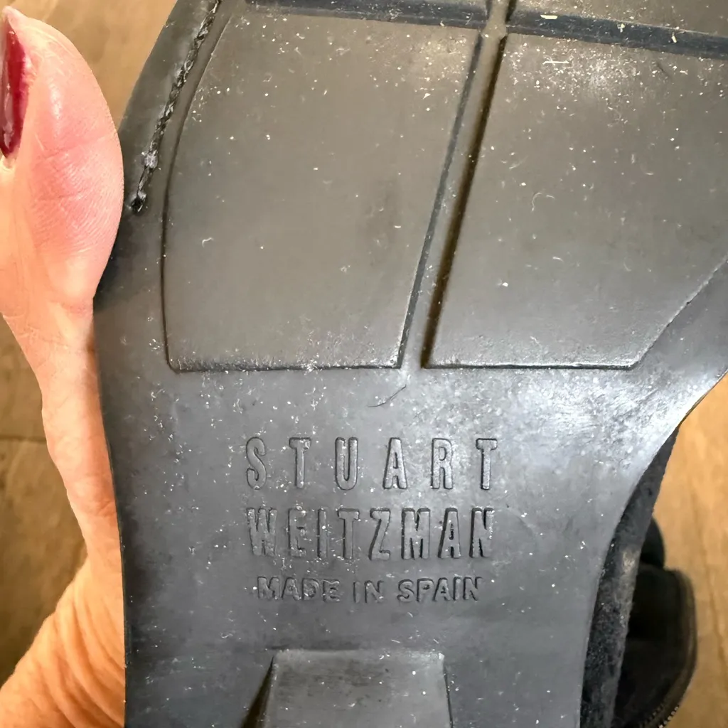 Stuart Weitzman Black Suede Fleece Lined Boots - Image 5